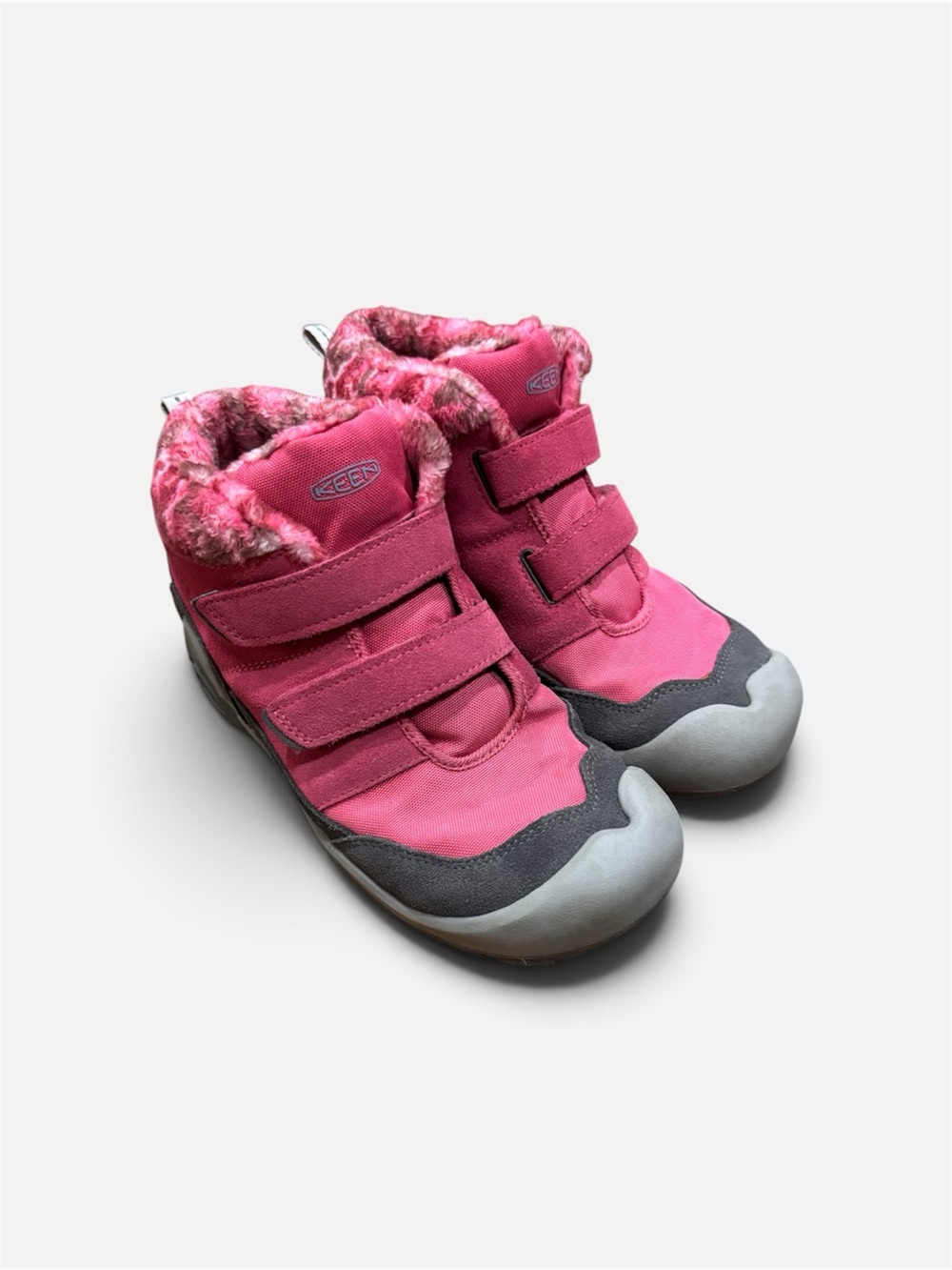 KEEN Kids Winter Boots Youth Size 5 Pink Waterproof Insulated Hook & Loop